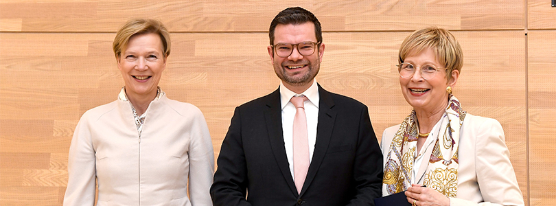 Amtsübergabe an Eva Schewior, Bundesjustizminister Dr. Marco Buschmann, Cornelia Rudloff-Schäffer, Bildnachweis: DPMA
