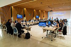 Meeting room with participants