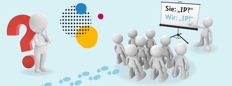 Personen rennen auf Tafel zu, auf der "Step-by-Step-Seminare" steht