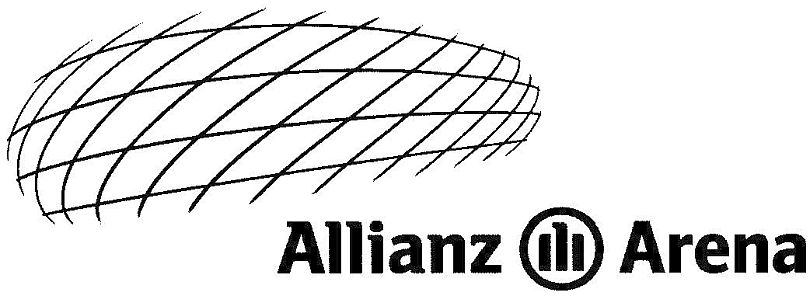 Gebäude-Silhuette mit Schriftzug Allianz-Arena