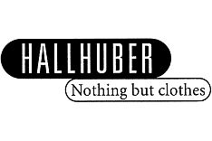 grafisch gestalteter Schriftzug "Hallhuber - Nothing but clothes"