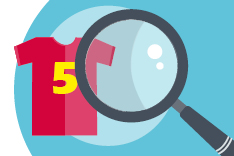 Lupe vor Fußballtrikot