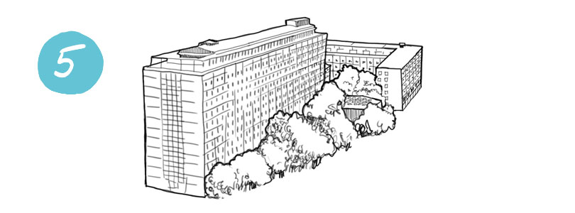 Zeichnung des DPMA-Hauptgebäudes in München