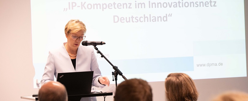 DPMA President Eva Schewior during her speech at DPMAimpuls