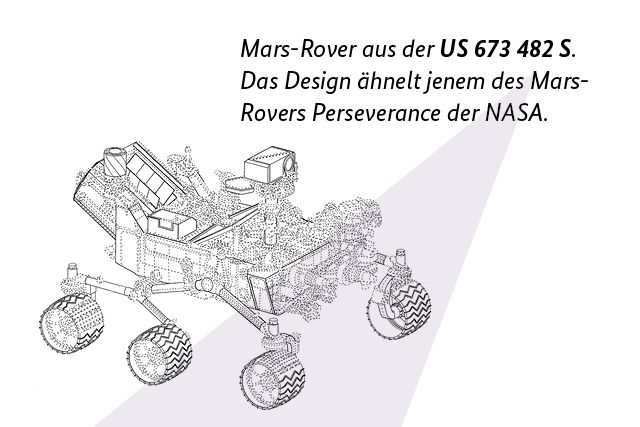 Abbildung eines Mars-Rovers aus der Patentschrift US 673 482 S