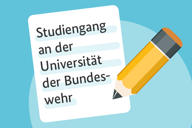 Stift auf Block mit Aufschrift: "Studiengang an der Universität der Bundeswehr"