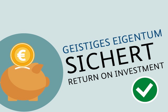 Geldschwein und Spruch: Geistiges Eigentum sichert Return on Investment