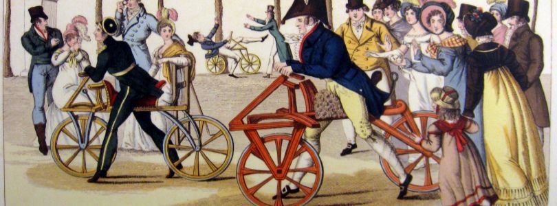 Velocipedes at Jardin du Luxembourg, Paris, 1818