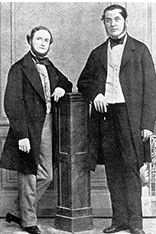 Kirchhoff (left) and Robert Bunsen, around 1850