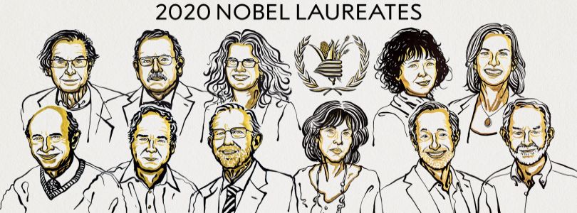 Zeichnung mit allen Nobelpreisträgern 2020